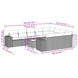 Set Divani da Giardino 11 pz con Cuscini Grigio in Polyrattan