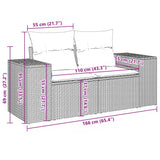 Set Divani da Giardino 11 pz con Cuscini Grigio in Polyrattan