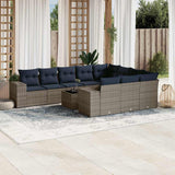 Set Divani da Giardino 11 pz con Cuscini Grigio in Polyrattan