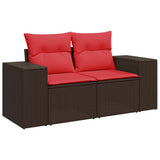 Set Divani da Giardino 11 pz con Cuscini Marrone in Polyrattan