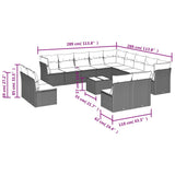 Set Divani da Giardino 13 pz con Cuscini Nero in Polyrattan