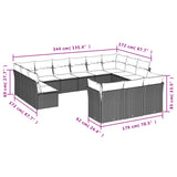 Set Divani da Giardino 13 pz con Cuscini Nero in Polyrattan