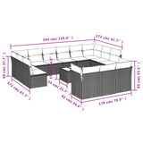 Set Divani da Giardino 14 pz con Cuscini Marrone in Polyrattan