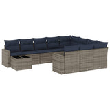 Set Divani da Giardino 11 pz con Cuscini Grigio in Polyrattan