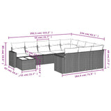 Set Divani da Giardino 11 pz con Cuscini Grigio in Polyrattan