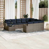 Set Divani da Giardino 11 pz con Cuscini Grigio in Polyrattan