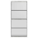 Scarpiera con Specchio a 4 Livelli Grigio Cemento 63x17x134 cm