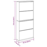 Scarpiera con Specchio a 4 Livelli Grigio Cemento 63x17x134 cm
