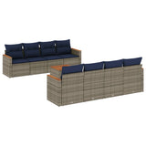 Set Divani da Giardino 9 pz con Cuscini Grigio in Polyrattan