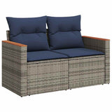Set Divani da Giardino 9 pz con Cuscini Grigio in Polyrattan