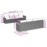 Set Divani da Giardino 9 pz con Cuscini Grigio in Polyrattan