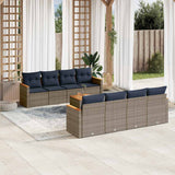 Set Divani da Giardino 9 pz con Cuscini Grigio in Polyrattan