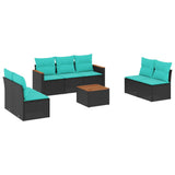 Set Divani da Giardino 8 pz con Cuscini Nero in Polyrattan