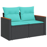 Set Divani da Giardino 8 pz con Cuscini Nero in Polyrattan