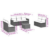 Set Divani da Giardino 8 pz con Cuscini Nero in Polyrattan