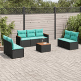 Set Divani da Giardino 8 pz con Cuscini Nero in Polyrattan