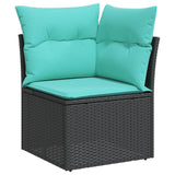Set Divani da Giardino 9 pz con Cuscini Nero in Polyrattan