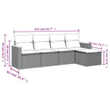 Set Divani da Giardino 5 pz con Cuscini Grigio in Polyrattan