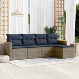 Set Divani da Giardino 5 pz con Cuscini Grigio in Polyrattan
