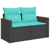 Set Divani da Giardino 5 pz con Cuscini Nero in Polyrattan