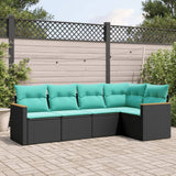 Set Divani da Giardino 5 pz con Cuscini Nero in Polyrattan