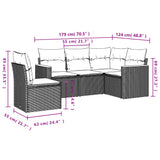 Set Divani da Giardino 5 pz con Cuscini Grigio in Polyrattan