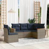 Set Divani da Giardino 5 pz con Cuscini Grigio in Polyrattan