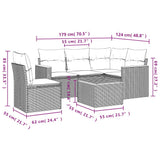 Set Divano da Giardino 6 pz con Cuscini Nero in Polyrattan