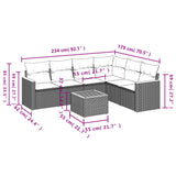 Set Divani da Giardino 7 pz con Cuscini Nero in Polyrattan