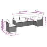 Set Divani da Giardino 6 pz con Cuscini Nero in Polyrattan