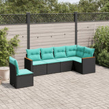 Set Divani da Giardino 6 pz con Cuscini Nero in Polyrattan