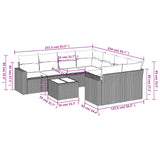 Set Divani da Giardino 9 pz con Cuscini Nero in Polyrattan