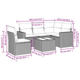 Set Divano da Giardino 6 pz con Cuscini Nero in Polyrattan