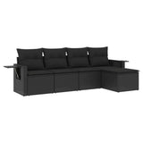 Set Divani da Giardino 5 pz con Cuscini in Polyrattan Nero