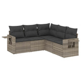 Set Divano da Giardino 5pz con Cuscini Grigio Chiaro Polyrattan