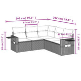 Set Divano da Giardino 5pz con Cuscini Grigio Chiaro Polyrattan