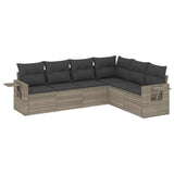 Set Divano da Giardino 6pz con Cuscini Grigio Chiaro Polyrattan