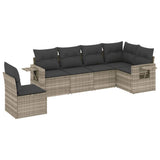 Set Divano da Giardino 6pz con Cuscini Grigio Chiaro Polyrattan