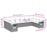 Set Divano Giardino 10 pz con Cuscini Grigio Chiaro Polyrattan