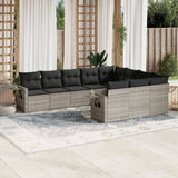 Set Divano Giardino 10 pz con Cuscini Grigio Chiaro Polyrattan