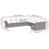Set Divano Giardino 10 pz con Cuscini Grigio Chiaro Polyrattan