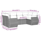 Set Divano da Giardino 6 pz con Cuscini Nero in Polyrattan