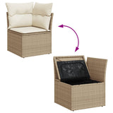 Set Divano da Giardino 4 pz con Cuscini Beige in Polyrattan