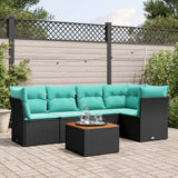 Set Divani da Giardino 6 pz con Cuscini Nero in Polyrattan