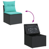Set Divani da Giardino 7 pz con Cuscini Nero in Polyrattan