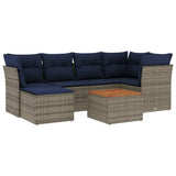 Set Divani da Giardino 7 pz con Cuscini Grigio in Polyrattan