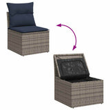 Set Divani da Giardino 7 pz con Cuscini Grigio in Polyrattan