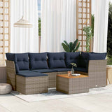 Set Divani da Giardino 7 pz con Cuscini Grigio in Polyrattan