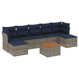 Set Divani da Giardino 8 pz con Cuscini Grigio in Polyrattan