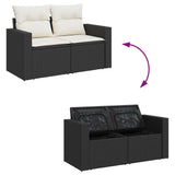 Set Divani da Giardino 4 pz con Cuscini Nero in Polyrattan